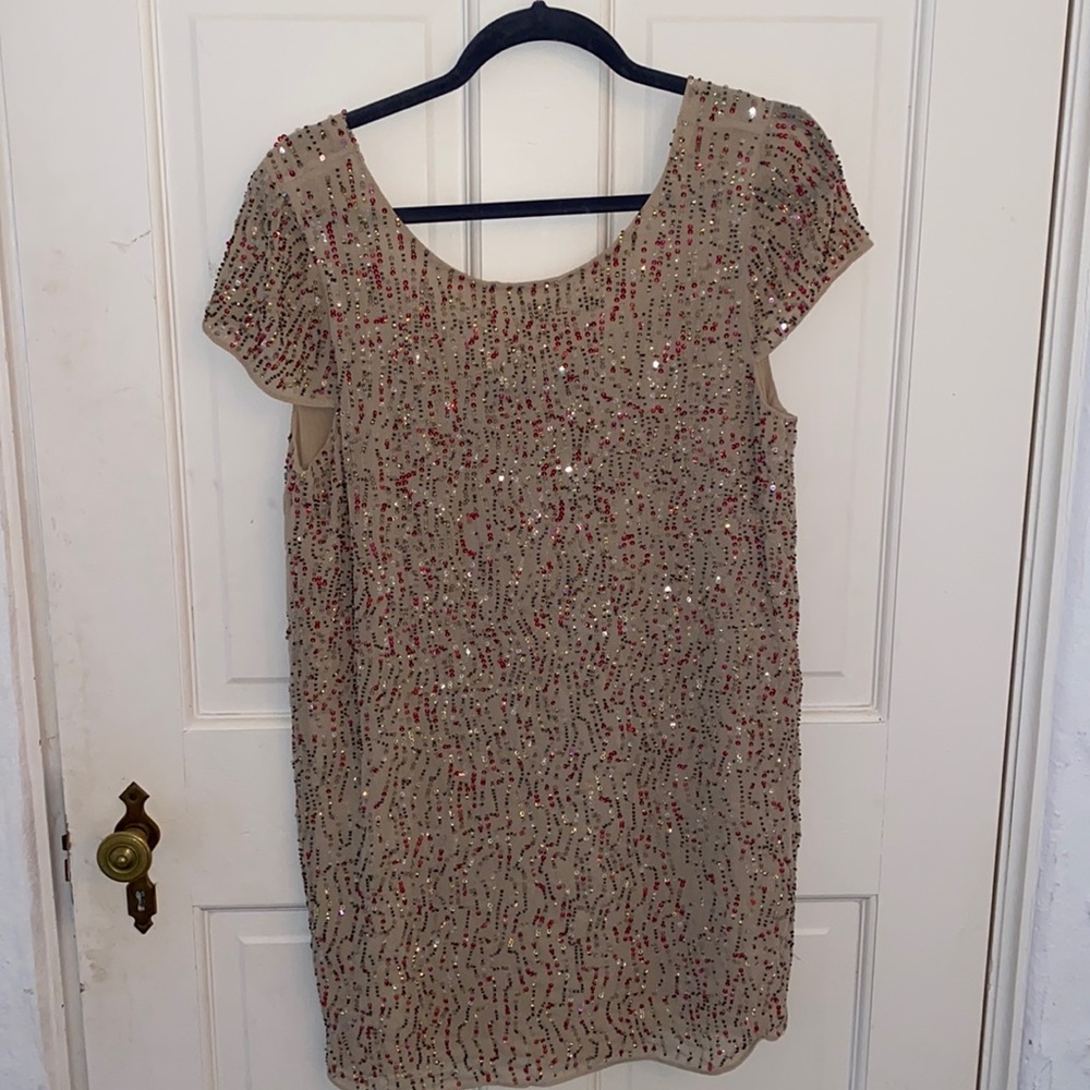 Scoop-neck sequin dress